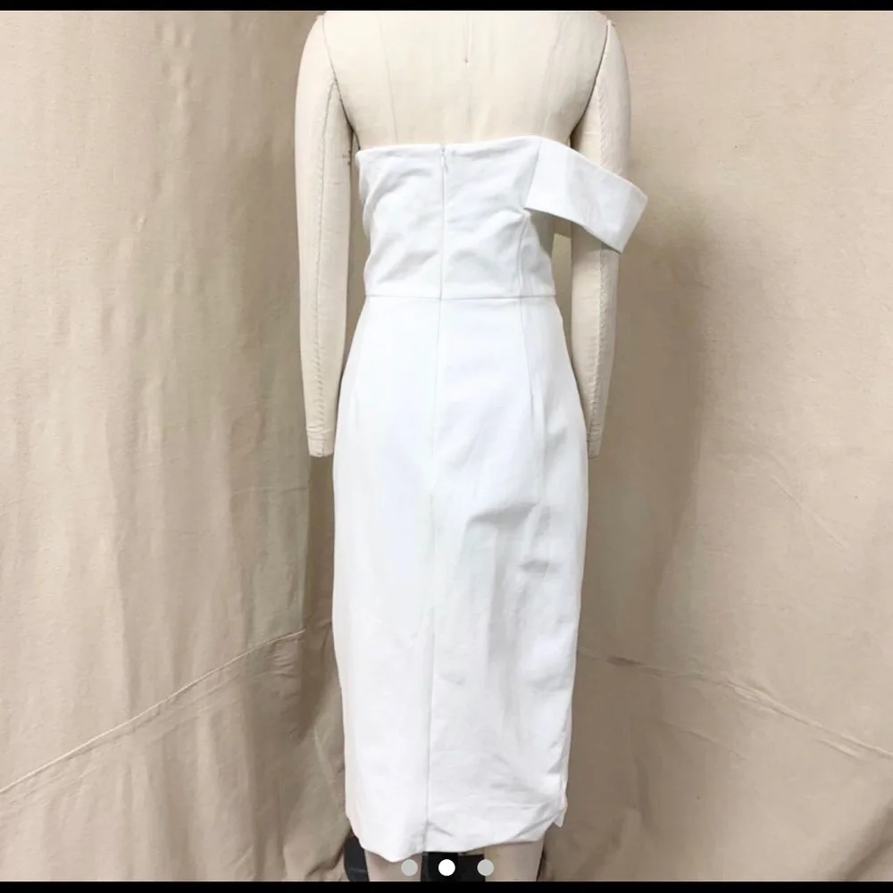 Stunning Lavish Alice Bardot Peplum Midi Dress in White - Picture 5 of 5